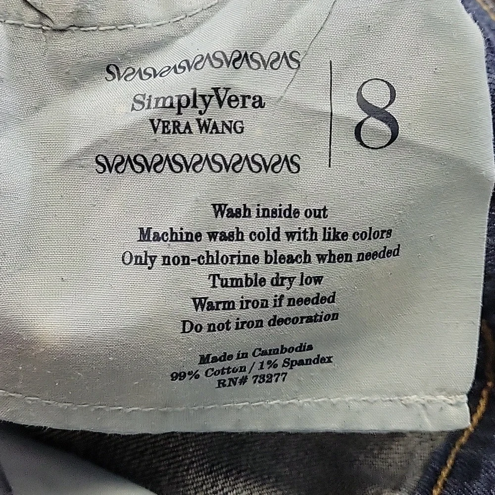 Simply Vera Vera Wang Women's Mid-Rise Straight Leg Blue Denim Jeans‎ Size 8